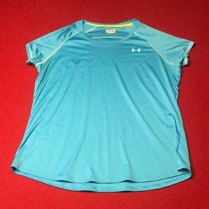 Under Armour GREEN heat gear Semi Fitted T Shirt Blue color XL like new